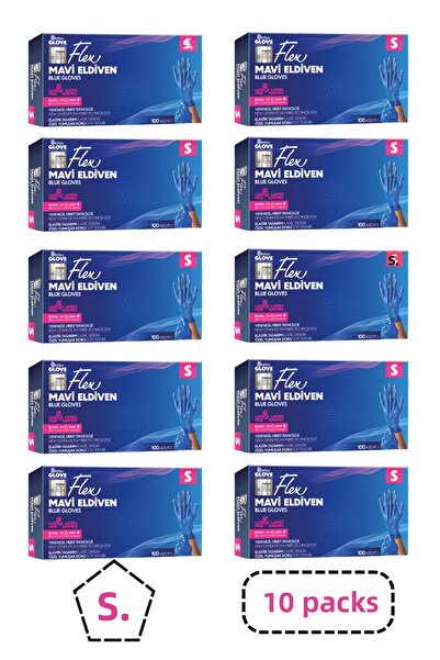 Reflex قفازات فليكس تي بي إي الزرقاء الخالية من البودرة مقاس إس 10 عبوات
