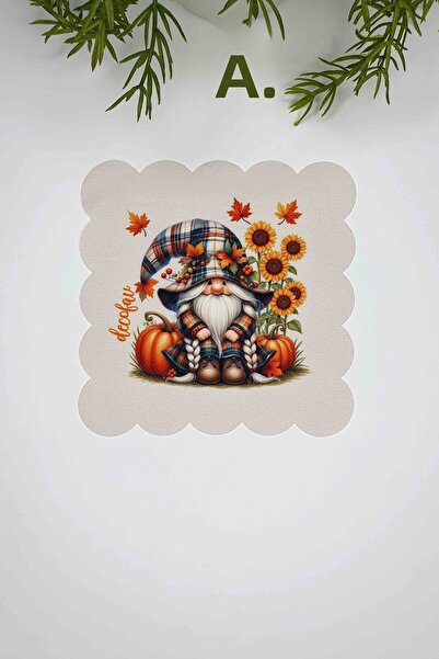 decofav Thankful Cüce Patch – Pumpkin and Sunflower Autumn Themed Cocktail Napkin 1 Piece