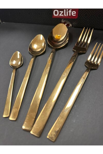 LİLA HOME Gold 60 Piece Huma Cutlery Set