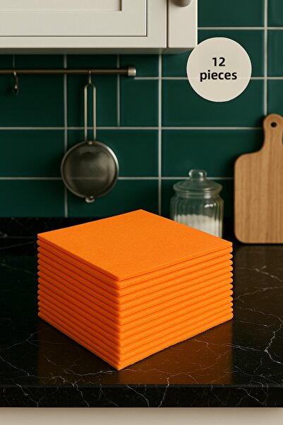 Febros 12-Pack Orange Cleaning Cloth for Bathroom and Kitchen, Dust Cloth, Du...