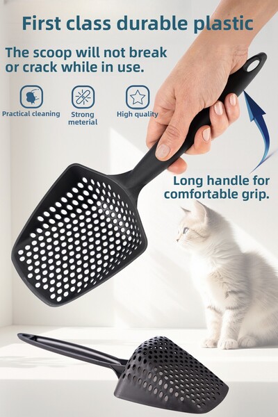 Eco Lounge مجرفة فضلات القطط ذات الفتحات الصغيرة - شبكة تنظيف متينة للرمال ذا...