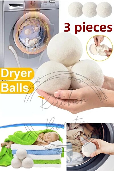 Amentes 3Pcs Natural Softener Laundry Dryer Balls for Laundry Wool Dryer Ball
