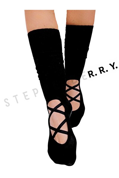 STEPPE BERRY 1 Pair Premium Pilates and Yoga Leggings Socks Cross Band Anti-Slip Sole