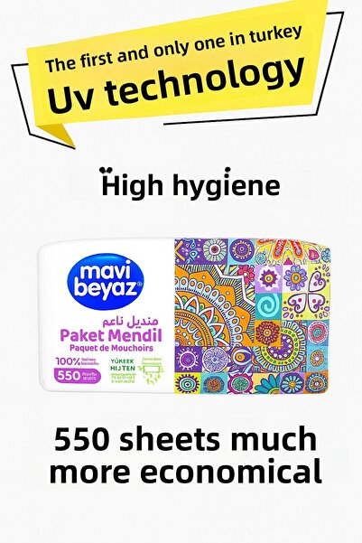 Mavi beyaz Practical Package Pull-Out Wipes - Napkin 3X550 Sheets