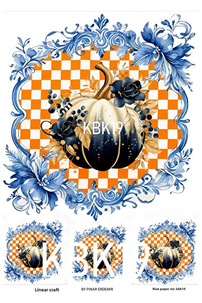 LİNEART Pumpkin Pattern Rice Decoupage Paper No:Kbk19- 29X42Cm