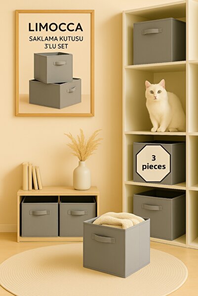 limocca home textile Folding Storage Box Set of 3 Organizer, Wardrobe Laundry, Kids Room Toy Organizer