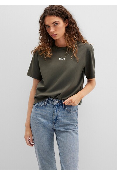 Mavi Πράσινο μπλουζάκι με λογότυπο εμπριμέ, χαλαρή εφαρμογή / χαλαρή άνετη εφαρμογή 1612829-71553