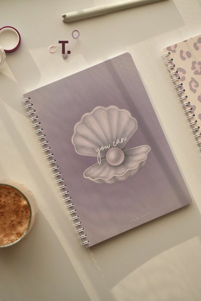 Mirya Notes A5 Spiral School Notebook Lined Set of 2 80 Sheets Leopard-Seashell