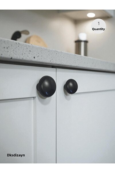 DKSDİZAYN Μαύρη λαβή με κουμπί από φελλό - 1η. Πολυμερές SINIF - Λαβή κουμπιού για συρτάρι επίπλων και ντουλάπι κουζίνας