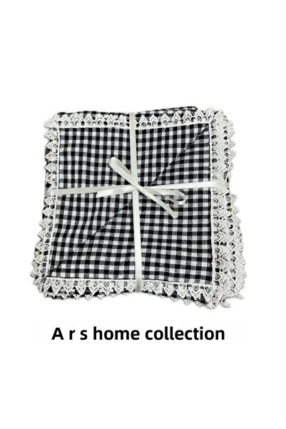 ARS HOME COLLECTION مفرش طاولة من القماش مقاس 170×170 سم، مفرش للنزهات باللون الأسود