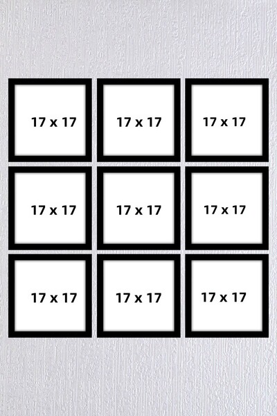 Araste Dekorasyon إطار مكون من تسعة قطع مقاس 17×17 (بدون ملصق) - Bos1027 - إط...