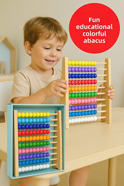 TOYFEST Premium Wooden Colored Abacus • 10-Layer Educational Counting and Intelligence Development Toy