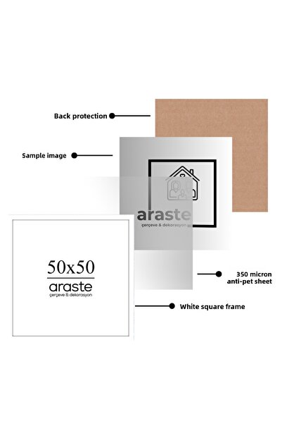 Araste Dekorasyon إطار 50×50 - إطار صور - إطار مربع - زاوية ذكريات - إطار فارغ
