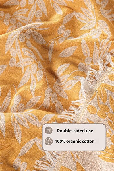 Elart Tina Pike Bedspread Double Size 100% Cotton (220X240 cm) Yellow