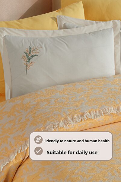 Elart Tina Pike Bedspread Double Size 100% Cotton (220X240 cm) Yellow