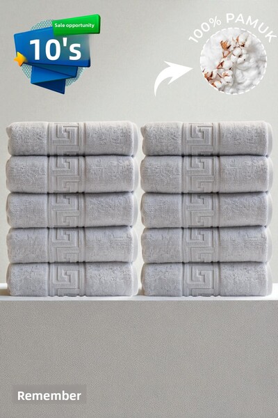 Anılsan مجموعة من 10 مناشف يد يونانية رمادية - 50x90 سم، 225 جرام، 100% قطن، ...