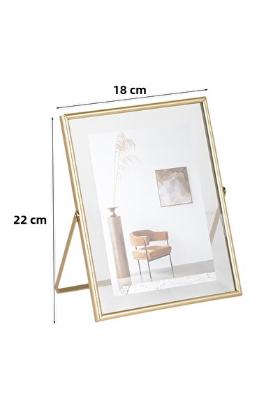 Porsima Gold Metal Modern Decorative Glass Photo Frame Table Wall Picture Frame 18X22Cm