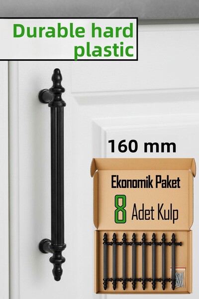 GLASWEN 8 bucăți din plastic dur Polavit negru 160 mm mobilier sertar de bucă...