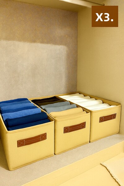 aydev home collection 3-Piece Jute Wardrobe Organizer, Closet Organizer, Clot...