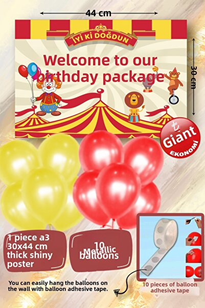 karanca parti süs Clown Circus 1St Birthday Decoration Set Concept Banner and...