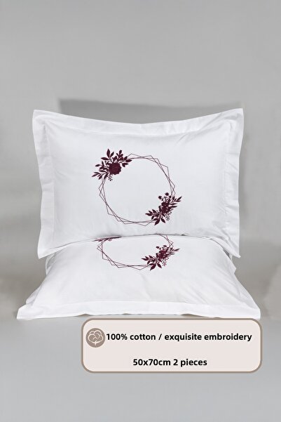 Elart Nicole Pillowcase Embroidered 2 Pieces (50X70 cm) Plum