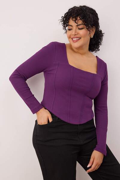 Trendyol Curve Фіолетова блузка з фіолетовою підкладкою, великий розмір TBBAW23AF00118