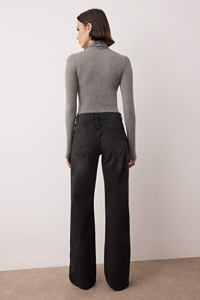 Trendyol Collection Black Low Waist Wide Leg Wide Leg Jeans Twoaw26Je00075