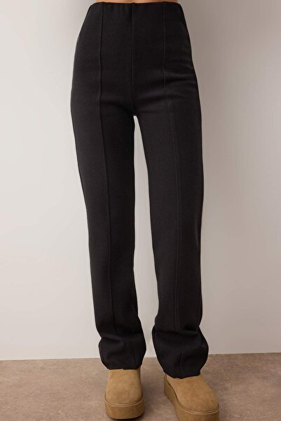 Trendyol Collection Black Thessaloniki Ribbed Regular/Normal Cut Knitted Bottom - Top Set Twoaw26Au00036