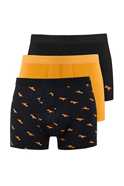 Trendyol Collection Multi-Colored 3-Pack Patterned/Plain Cotton Boxer Tmnaw25Bx00011