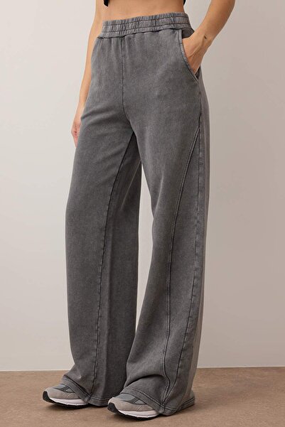 Trendyol Collection Anthracite Washed Wideleg/Flared Knitted Sweatpants Twoaw26Ea00021