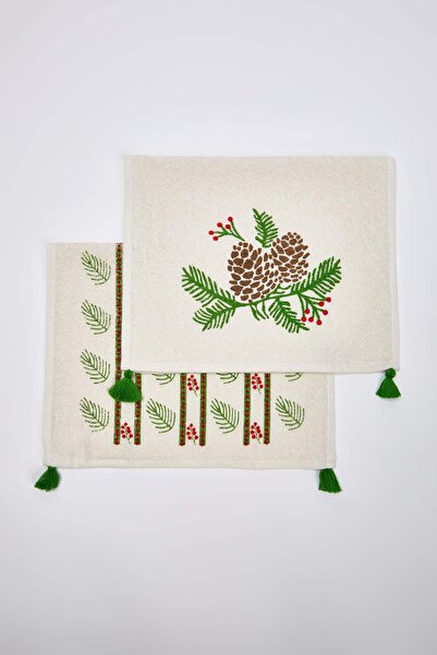 TRENDYOLMİLLA HOME 2-Piece New Year Themed Tassel Detailed Face Towel Tphaw26Hvl00003