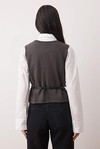 Trendyol Collection Limited Edition Anthracite Premium Yarn/Special Yarn Knitwear Vest Twoaw26Ye00033