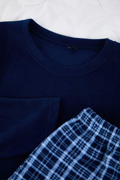 Trendyol Collection Синій Regular Картатий Полярний Піжамний Комплект TMNAW26PT00075