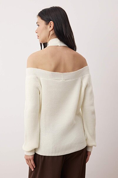 Trendyol Collection Bone Collar Detailed Crop/Short Knitwear Sweater Twoaw26Kz00105