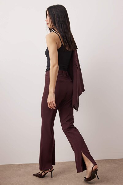 Trendyol Collection Plum Woven Fabric Flared Trousers Twoaw26Pl00143