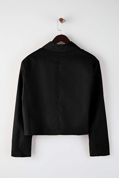 Trendyol Collection Black Short Buttoned Wide/Relaxed Fit Woven Suede Jacket Twoaw26Ce00064