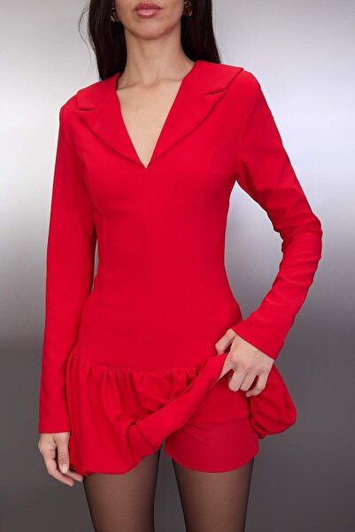 Trendyol Collection Red Balloon Skirt Detail Inside Shorts Woven Dress Twoaw26El00180