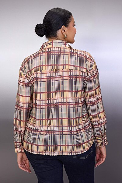 Trendyol Curve Multi-Colored Trend Plaid/Checkered Plus Size Woven Shirt Tbbaw26Ax00014