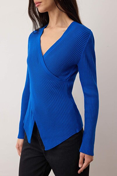 Trendyol Collection Saks*001 Figurbetonte, zweireihige, schmale Strickpullover TWOAW26KZ00178