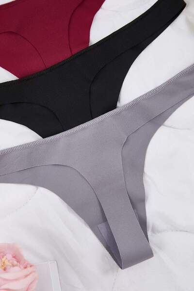 Trendyol Collection Chiloți micro tanga, 7 piese, burgund-multicolor THMSS25KU00036