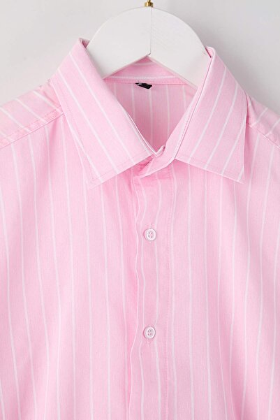 Trendyol Collection Rosa reguläres Herrenhemd TMNAW26GO00026