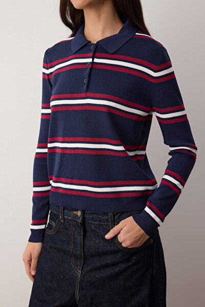Trendyol Collection Wardrobe Essentials Navy Blue Premium Yarn Knit Sweater | Twoaw26Kz00142