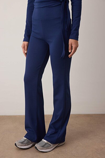 Trendyol Collection Navy Blue Double Breasted Closure Bodycon Long Sleeve Stretchy Knitted Bottom-Top Set Twoaw26Au00029