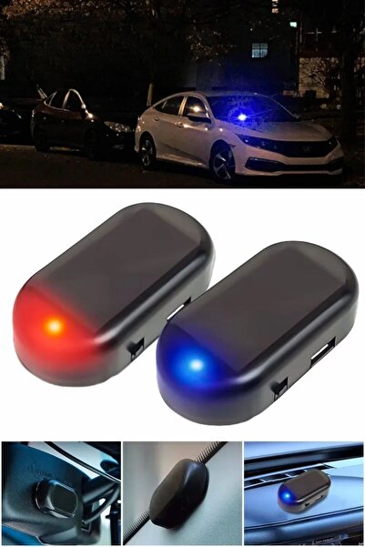 Buffer ® Araç İçin Caydırıcı Solar Enerji Şarj Olan Güçlü Yapışkanlı Işıklı Plastik Mini Fake Alarm