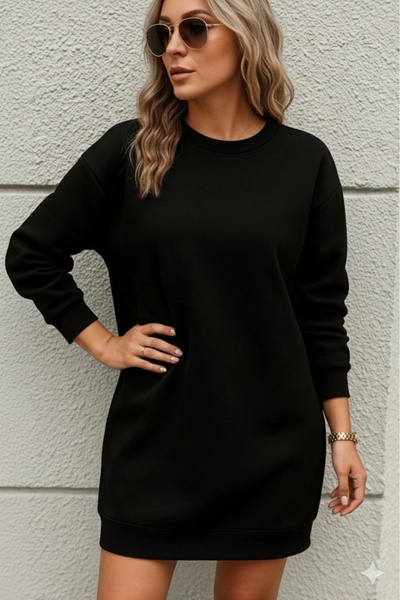 COjans    Women's Long Sleeve Crew Neck Two Thread Dress