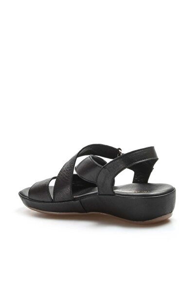 FAST STEP Kadın Deri Rahat Yazlık Casual Günlük Sandalet Siyah 864zar05