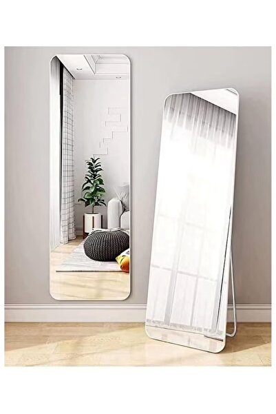 huitich Aluminum Alloy Frame Floor Mirror With Stand White 155 x 45 cm