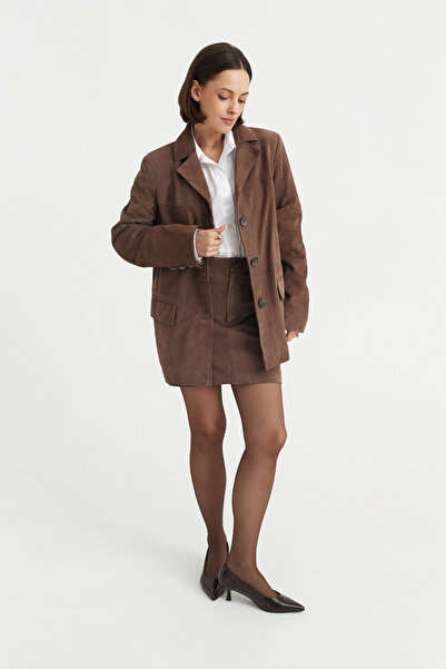 HYPNOTIC HUMAN CUT FORM MİNİ SUET ŞORT ETEK