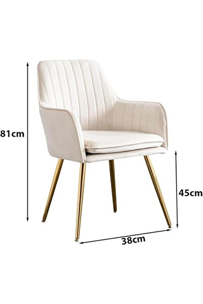 Taimi 2-Pieces Modern Armchair with Padded Seat and Metal Legs, 81H x 38W x 45H cm - Cream Color