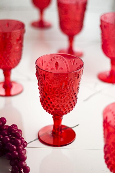 EWs Acrylic Red 6-Piece Glass & Water Soft Drink Coffee Side Cup 450 ml (Not Glass)